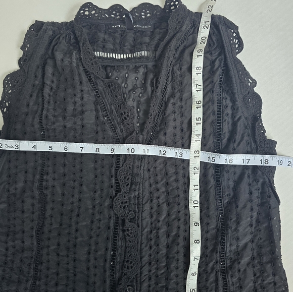 White House Black Market Button Up Black Lace Top - Picture 6 of 6
